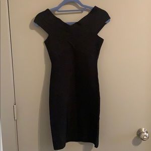 Black Bebe off the shoulder dress